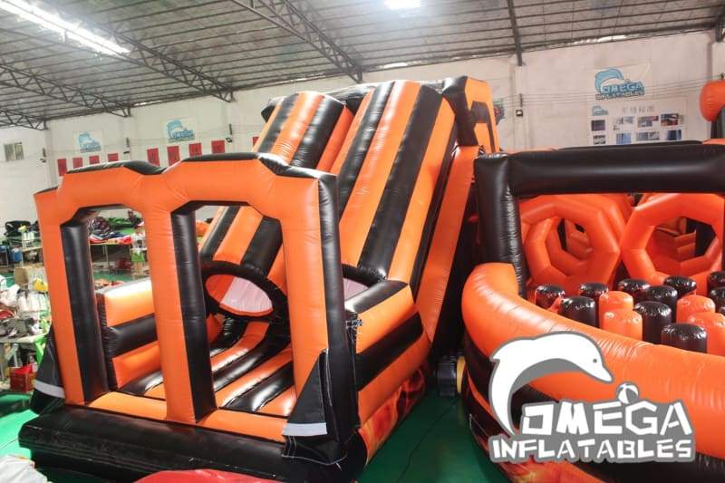 Giant Flame Inflatable Obstacle Course (6 Sections) - Omega Inflatables