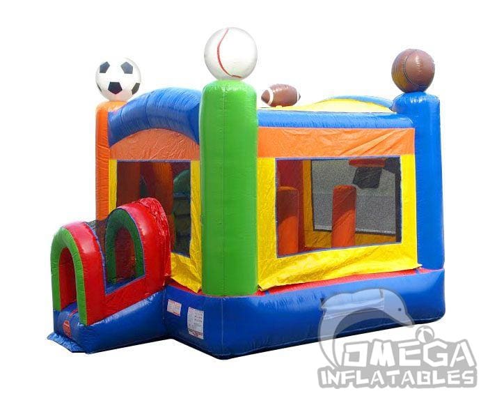 Kids Sports Bounce House and Double Lane Slide Combo