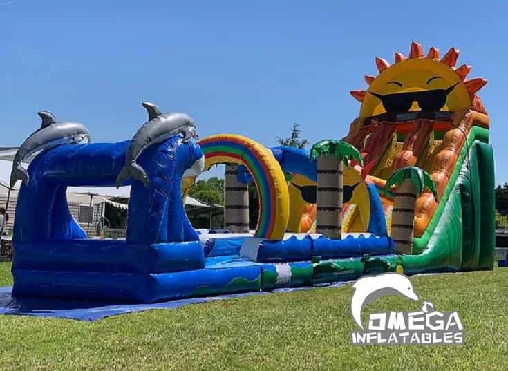 Paradise Sunshine Double Lane Water Slide with Dolphin Slip N Slide