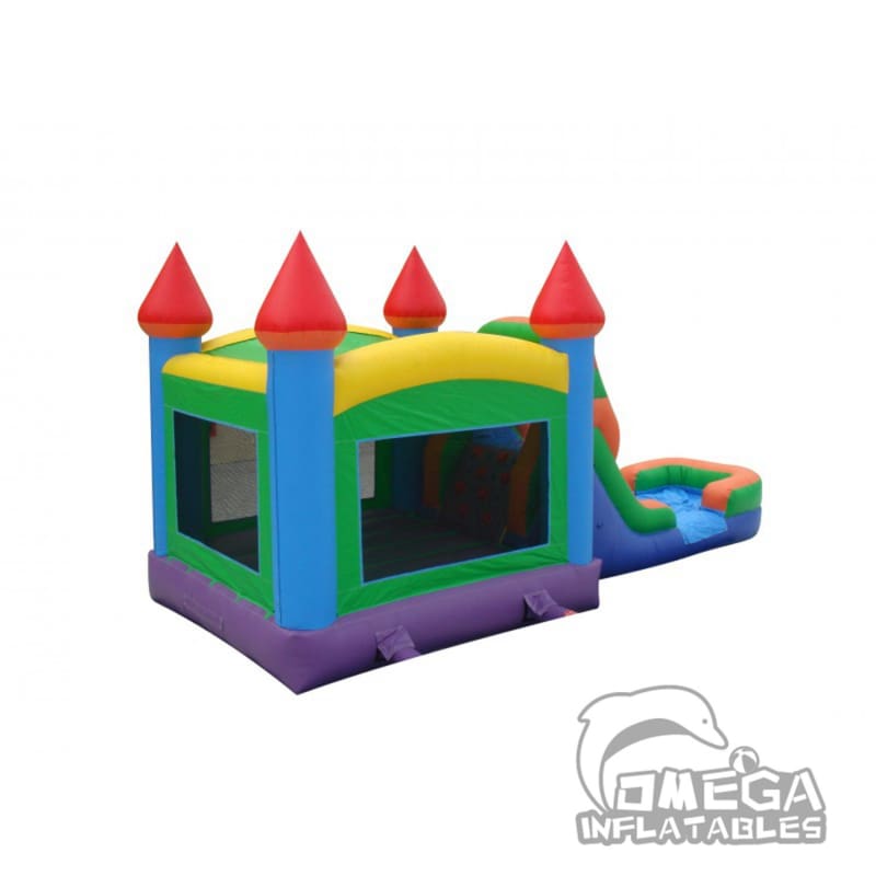 Rainbow Bounce House Wet or Dry Slide Combo