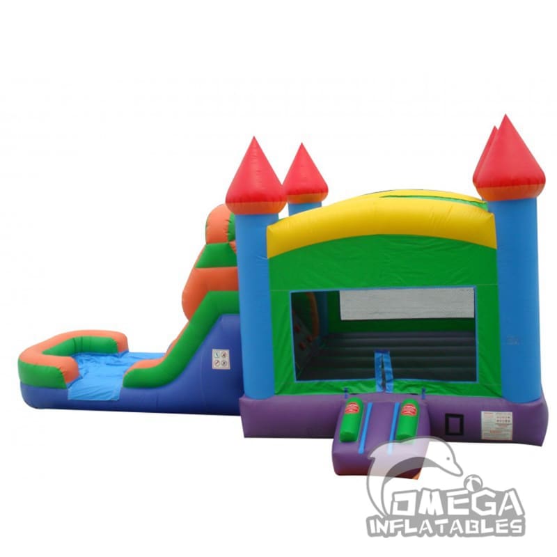 Rainbow Bounce House Wet or Dry Slide Combo