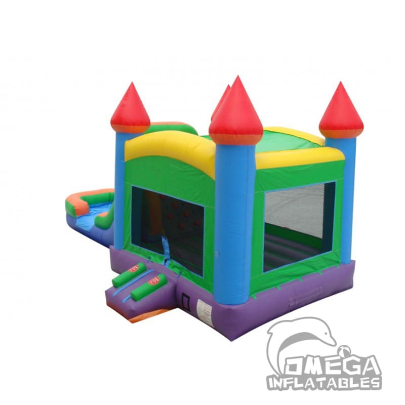 Rainbow Bounce House Wet or Dry Slide Combo