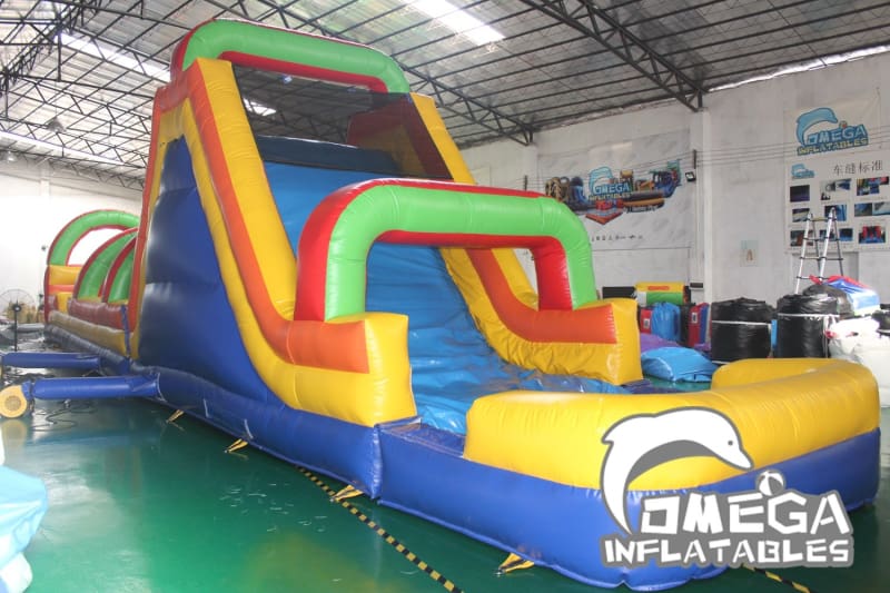 Rainbow Inflatable Climbing Obstacle Course with Pool