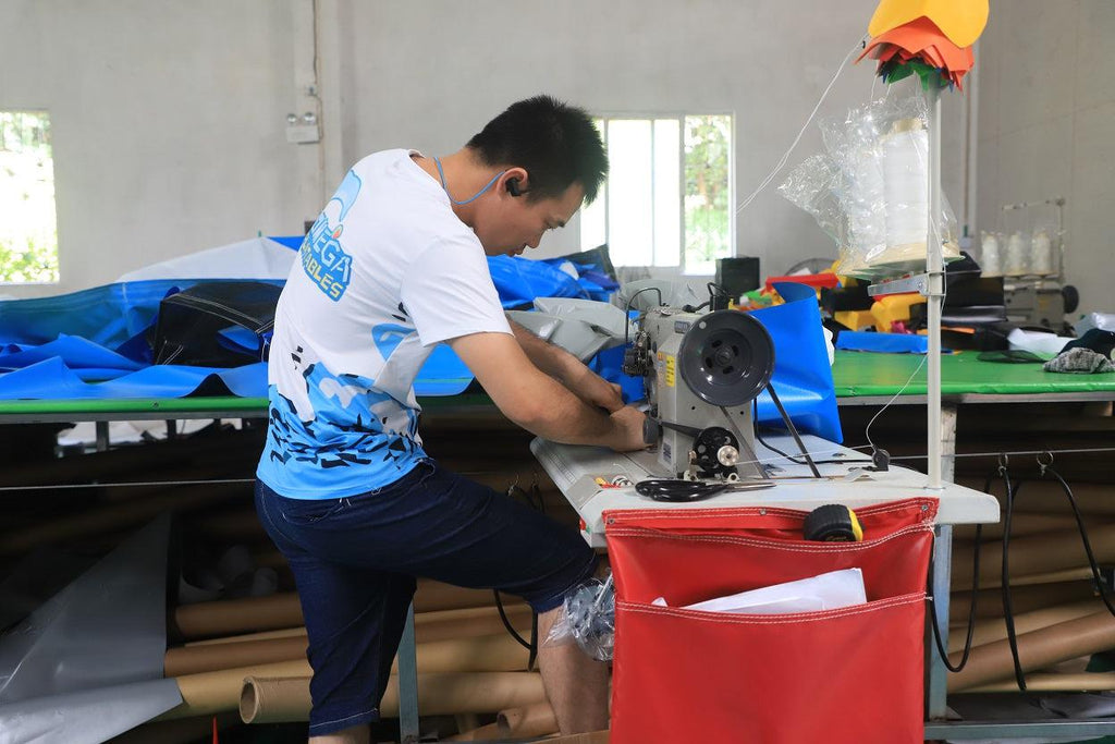 Omega factory sewing inflatable material